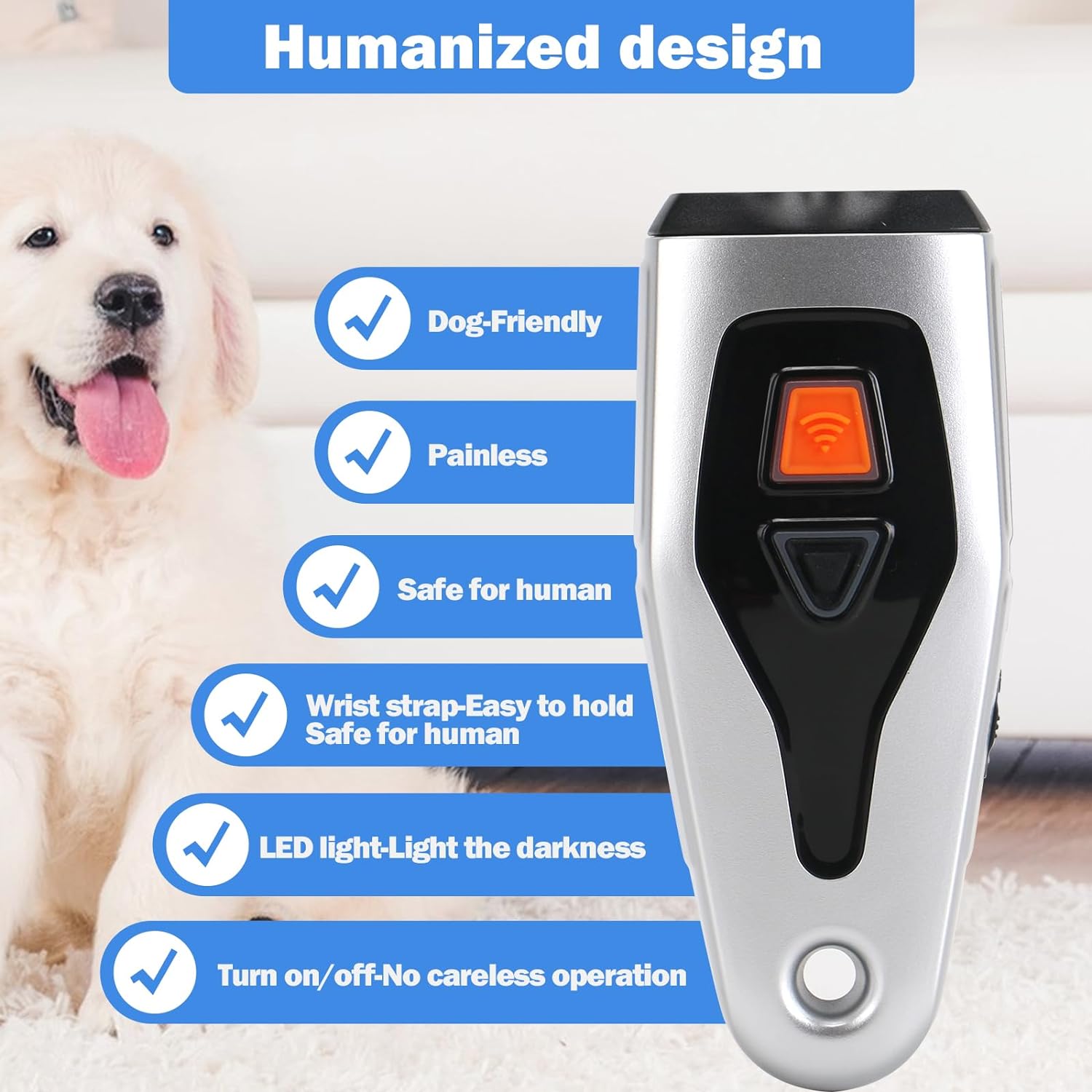 Dog Bark Deterrent Device With LED Flashlight