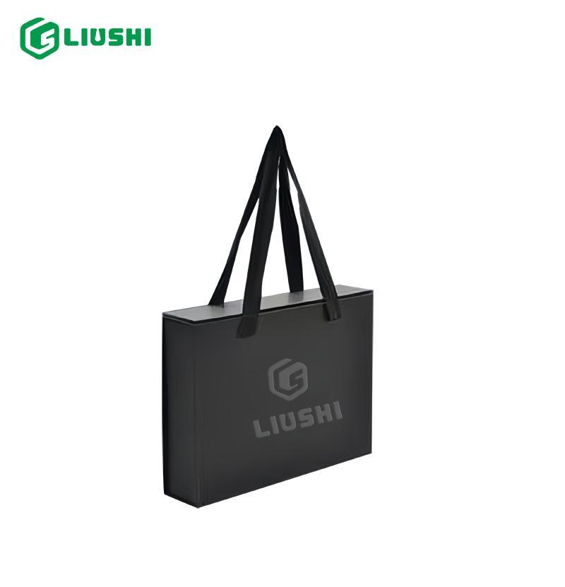 black rigid Paper foldable gift box with logo 