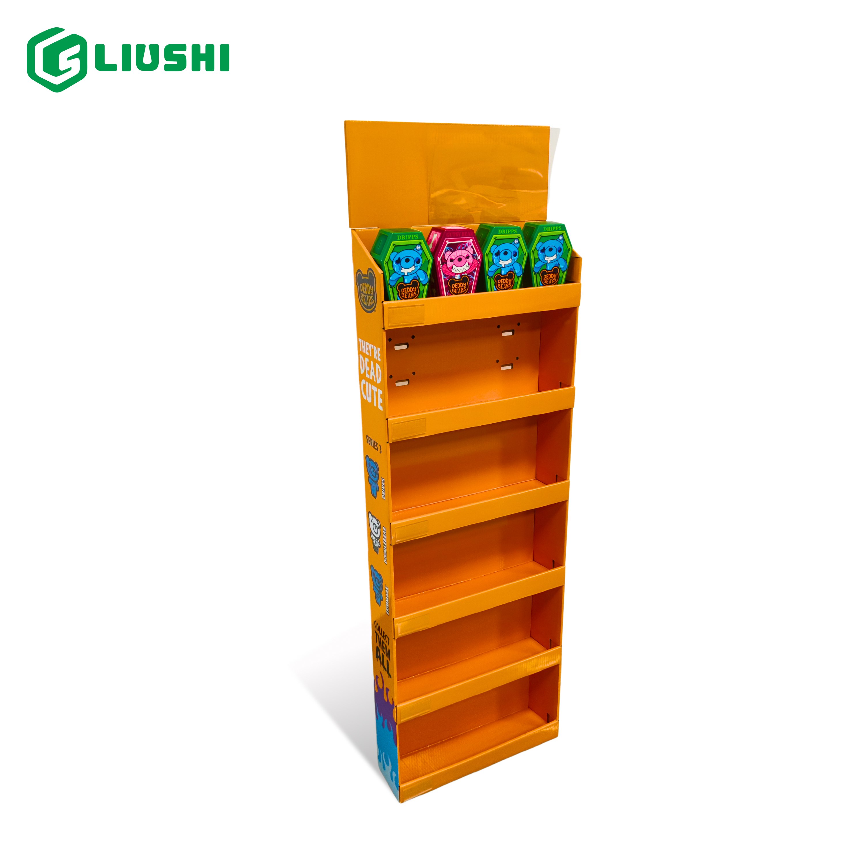 Cardboard paper hook display stand rack for retail in supermarket 