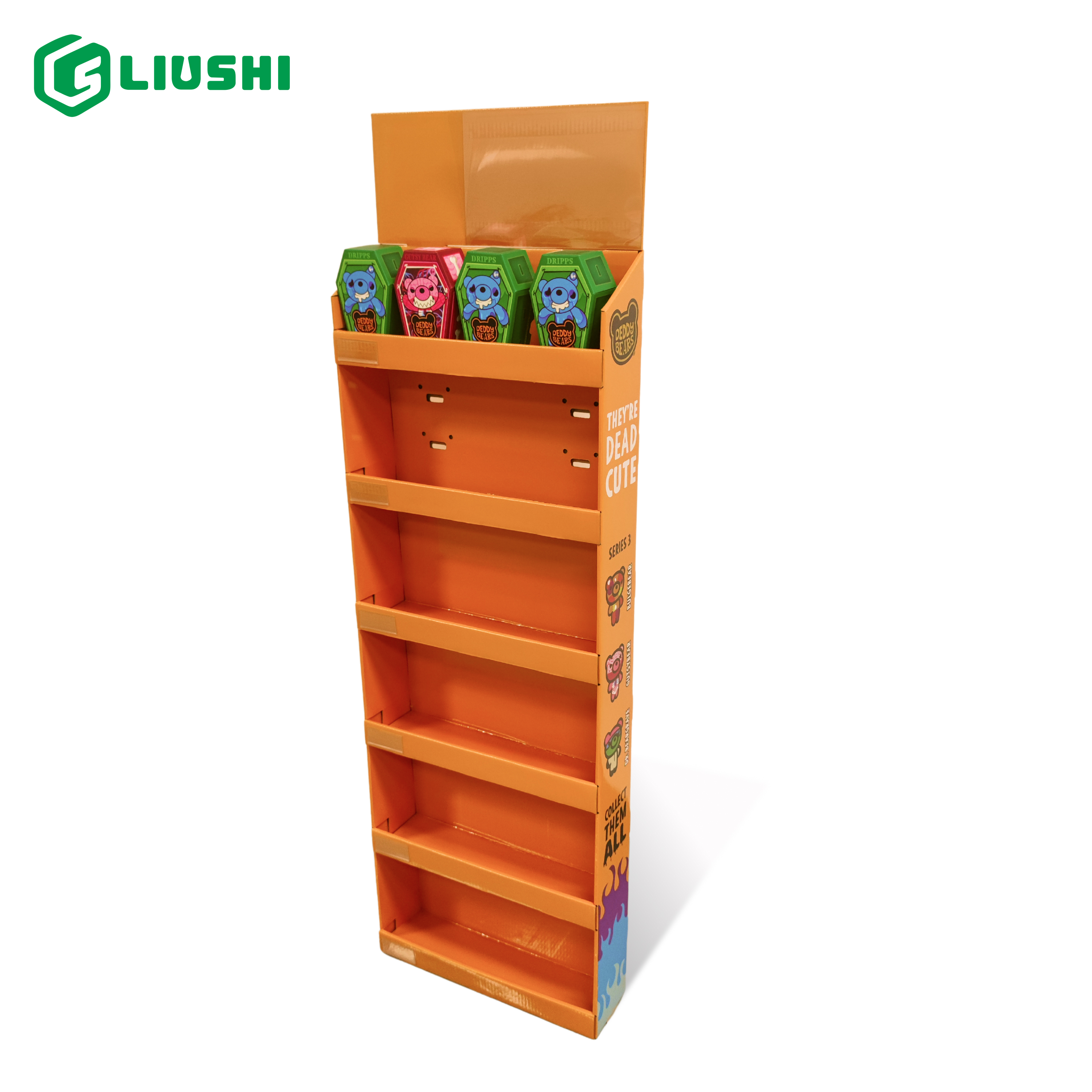 Cardboard paper hook display stand rack for retail in supermarket 