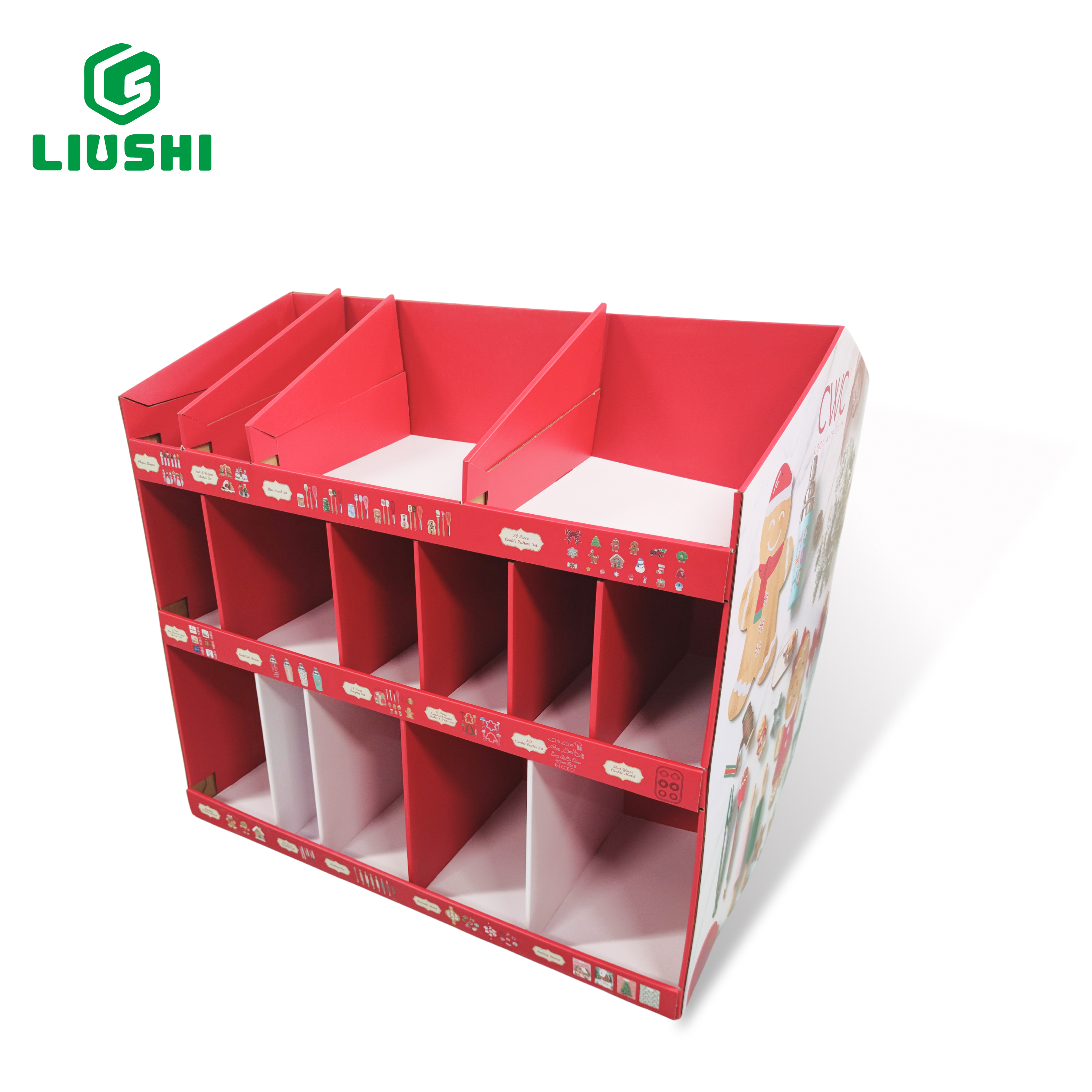 Corrugated cardboard double walls floor display stand shelf for exhibition or retail 