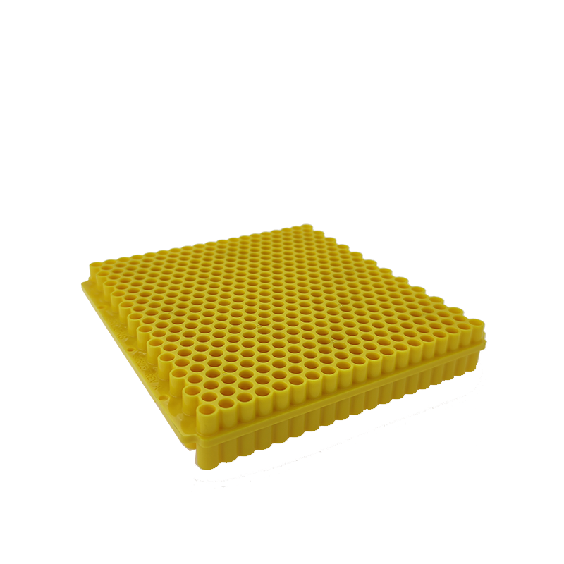 Custom made yellow medical injection tube bracket plastic parts with tiny hole