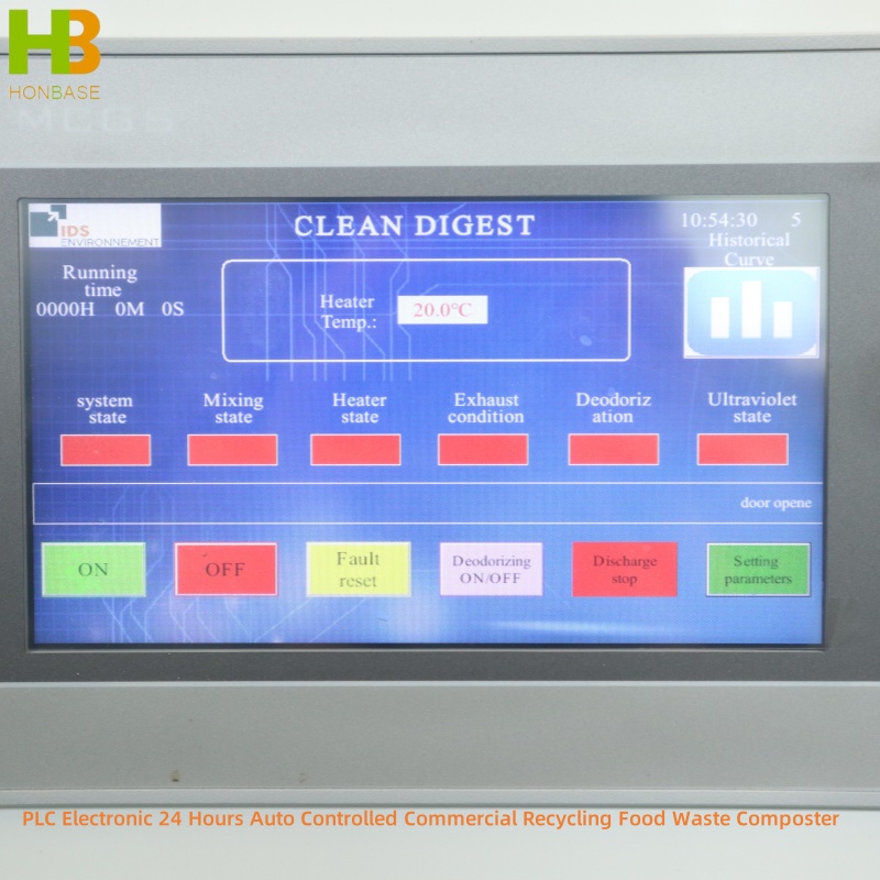 PLC Electronic 24 Hours Auto Controlled Commercial Recycling Food Waste Composter 