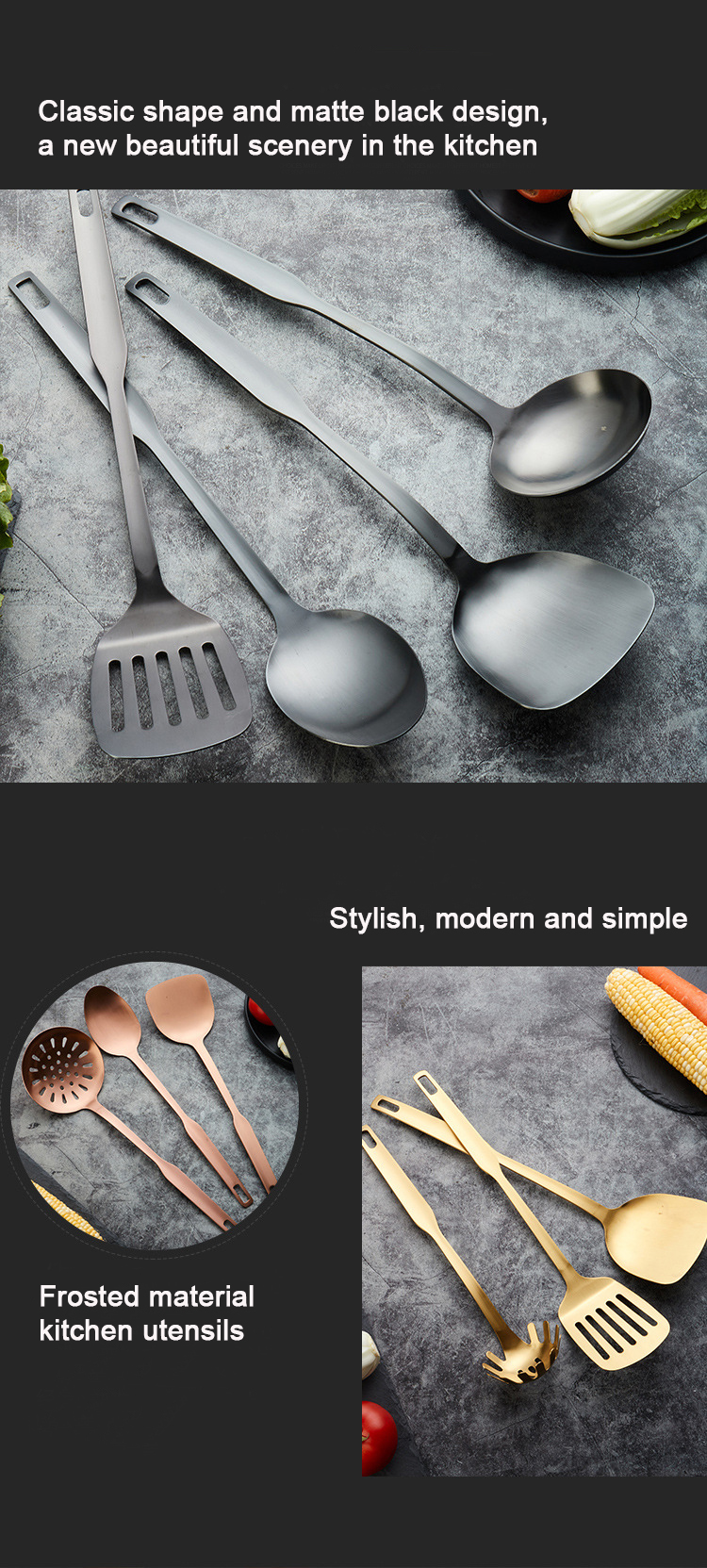 Matte Black Kitchen Utensils Set 