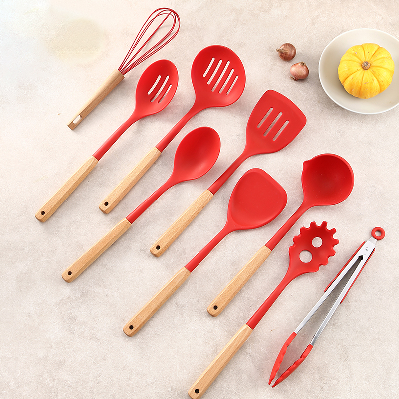 Wooden Handle Silicone Kitchen Utensil Set