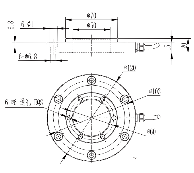  Flange Compression Force Sensor R118B