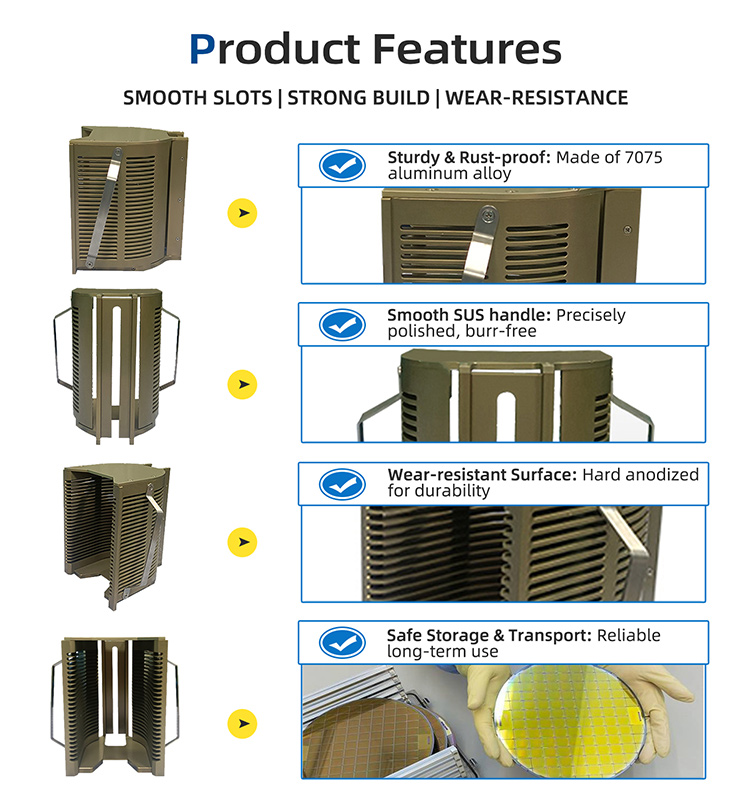 6 Inch 25 Slot Metal Wafer Cassette(6.3mm Slot Pitch)
