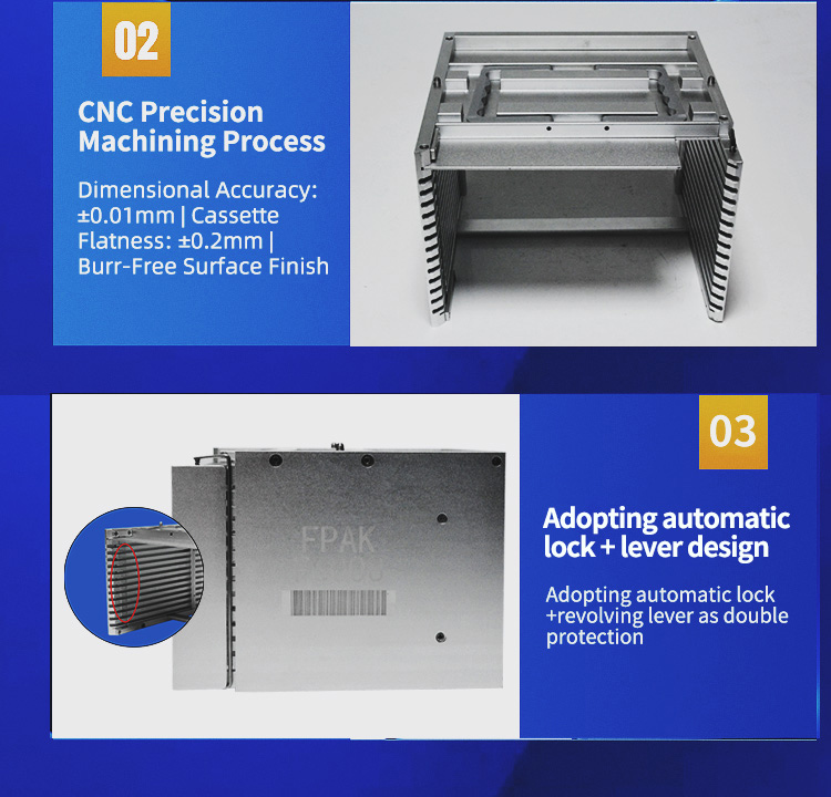 6 Inch 13 Slot Wafer Frame Cassette With Auto-Locking Mechanism