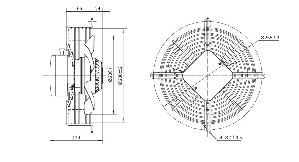 YWFΦ200 Single Phase 220v External Rotor Motor Axial Fan