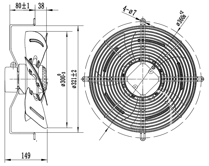 Cylindrical External Rotor Axial Fan