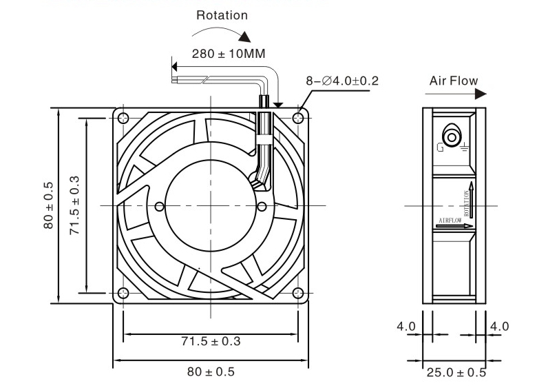 08025 AC Axial Flow Ventilation Fan