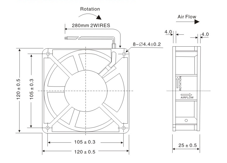 12025 Low Noise Axial Charge Cooling Fan