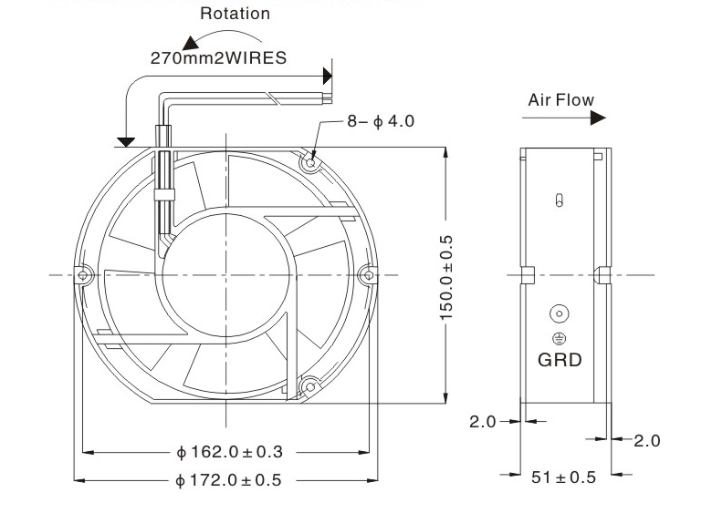 Axial Flow Fans with Metal Impeller