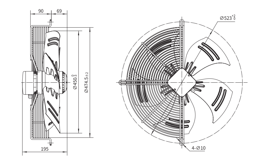 YWFΦ450 Ventilation Chiller Condenser Fan