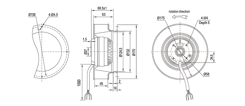 Φ175 Serious Backward Centrifugal Fan