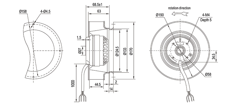 Φ190 Backward Curved Centrifugal Fan