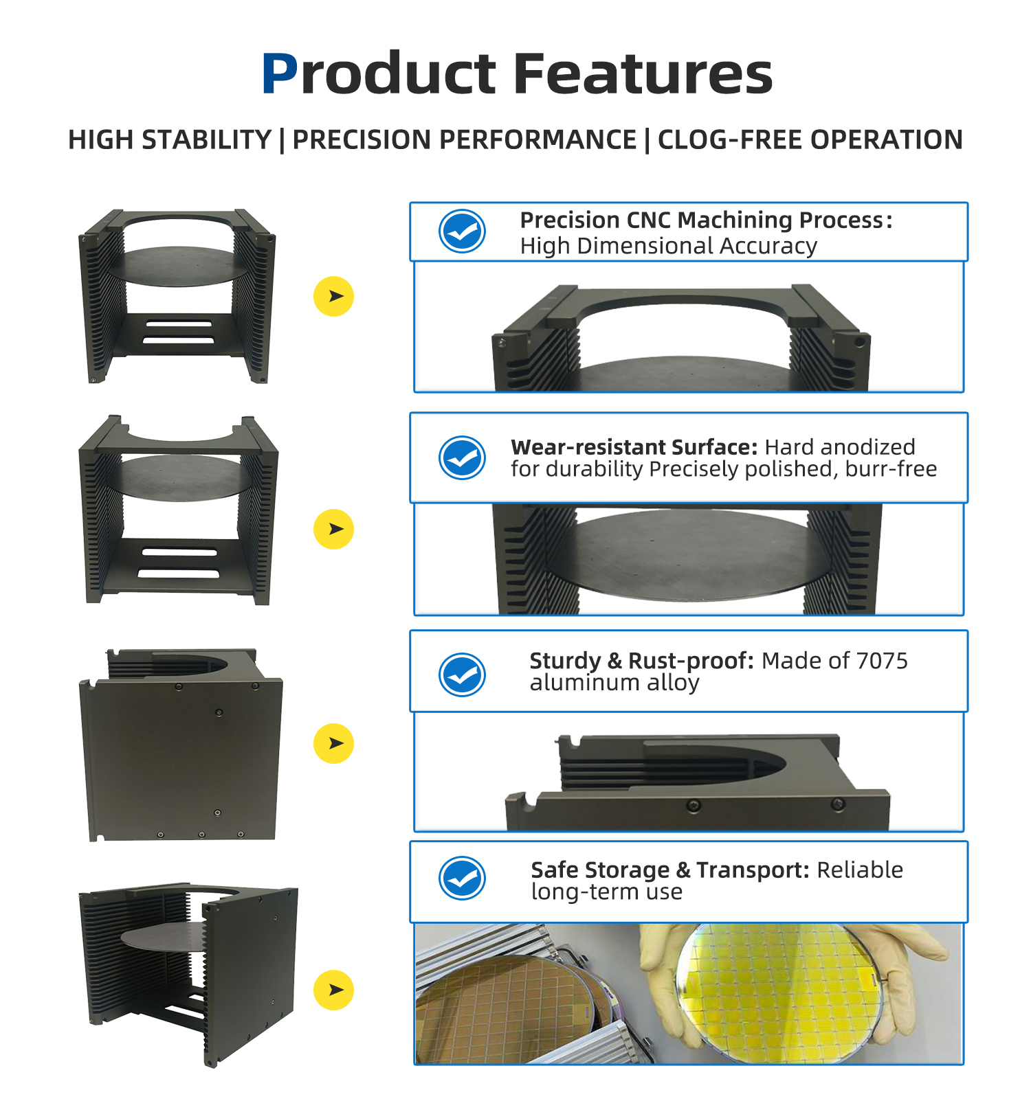 6 Inch 25 Slot Metal Wafer Cassette(4.74mm Slot Pitch)