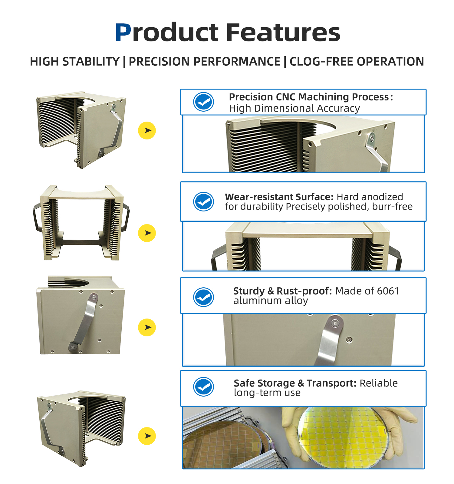 6 Inch 25 Slot Metal Wafer Cassette(4.76mm Slot Pitch)