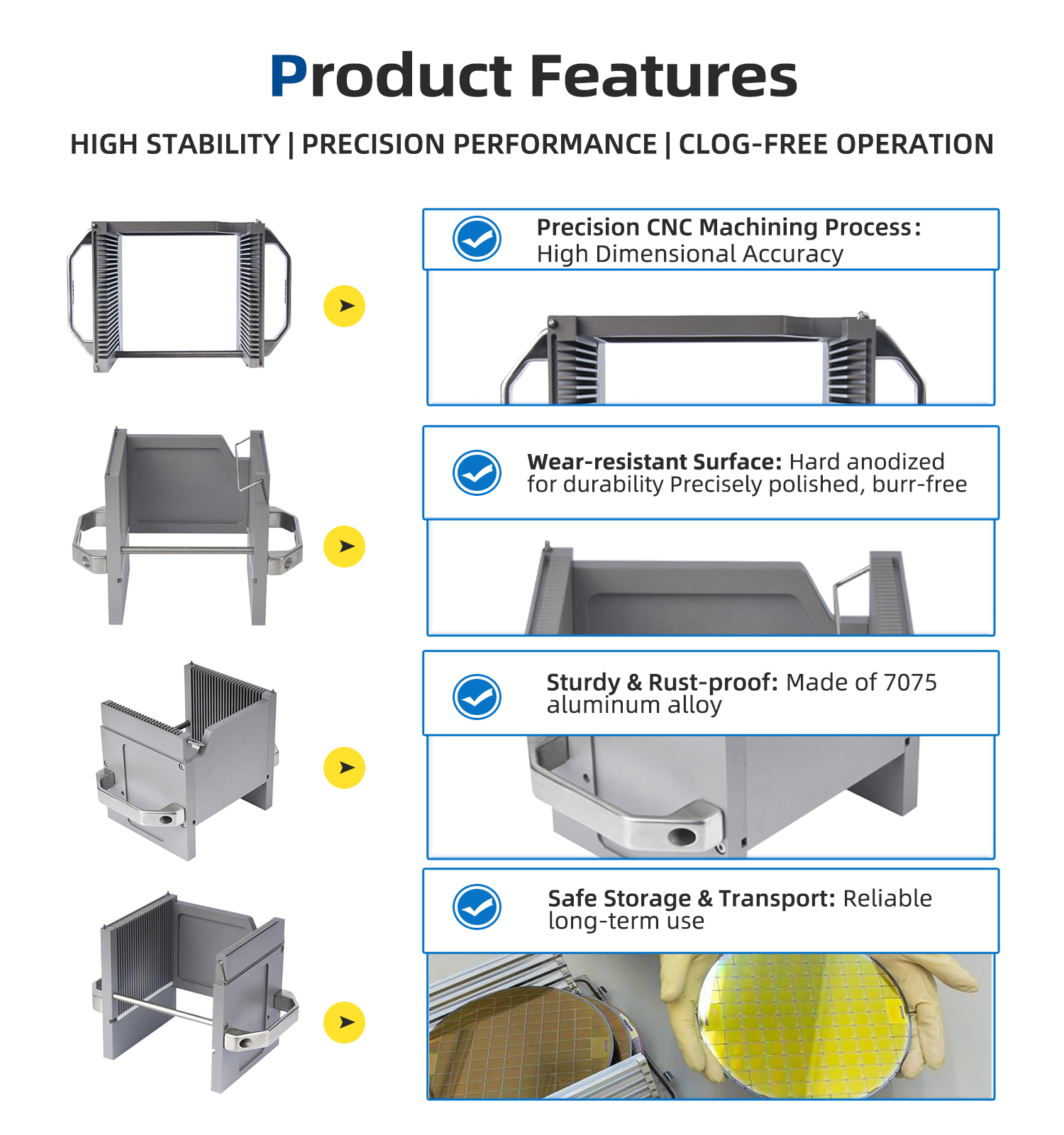 6 Inch 25 Slot Metal Wafer Cassette(4.76mm Slot Pitch)