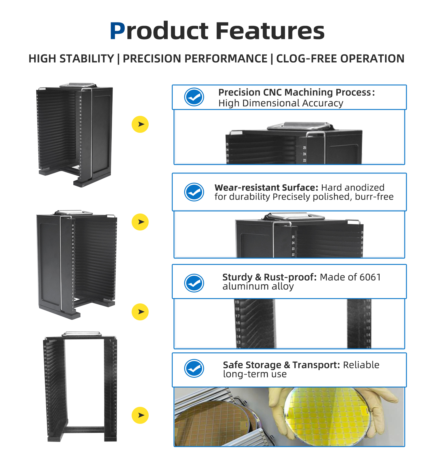 6 Inch 25 Slot Metal Wafer Cassette(4.8mm Slot Pitch)