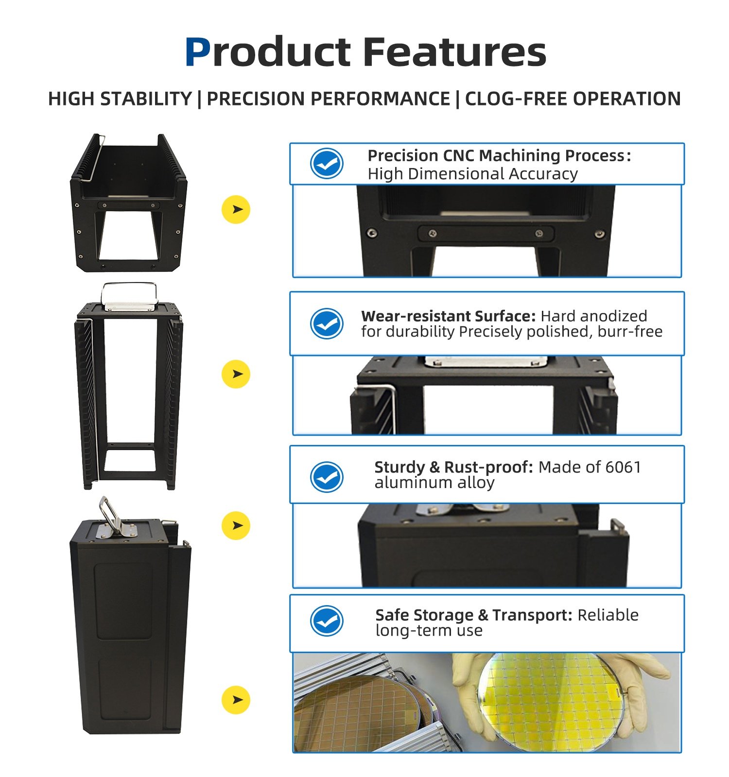 6 Inch 25 Slot Metal Wafer Cassette(11mm Slot Pitch)