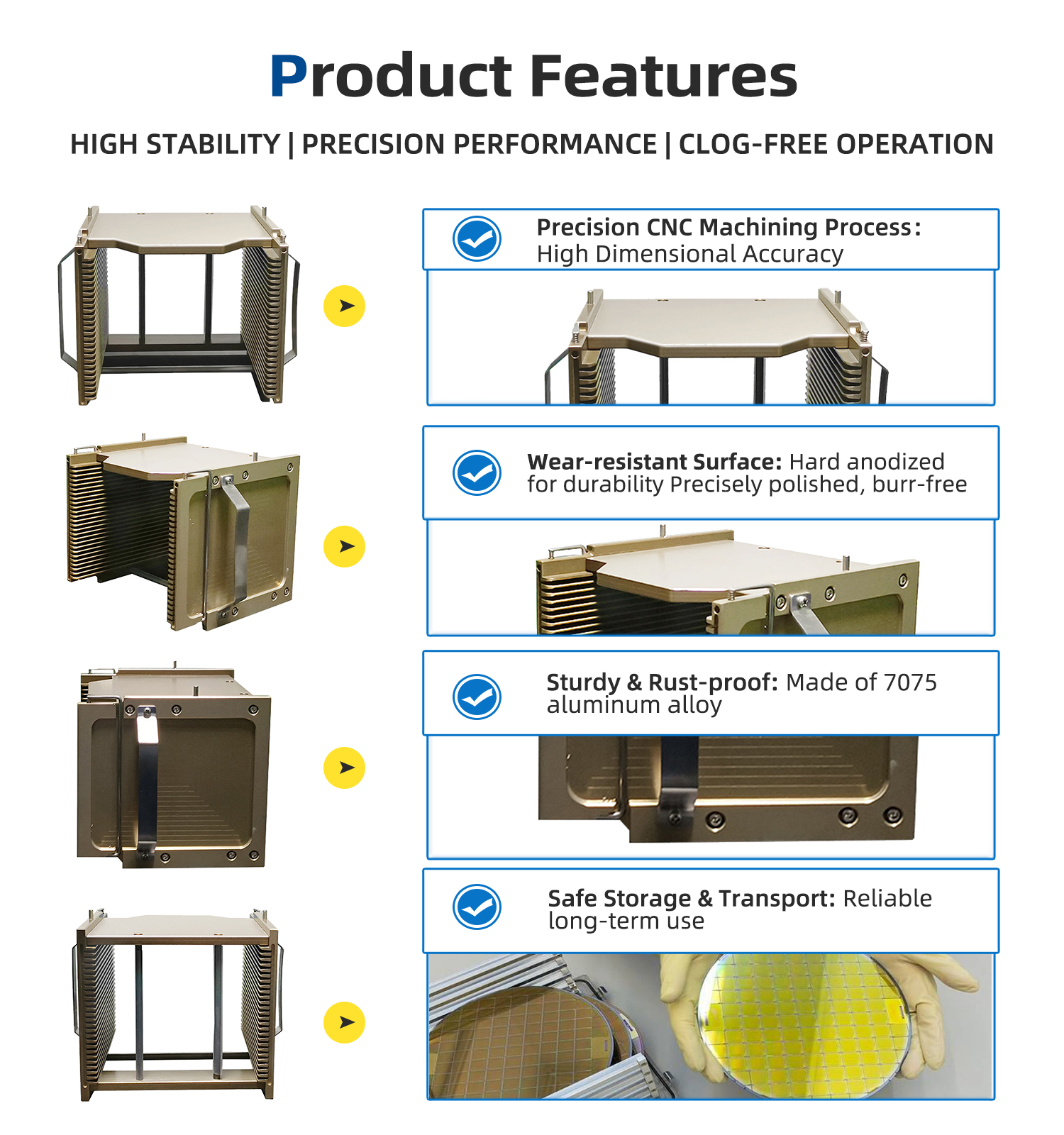6 Inch 25 Slot Metal Wafer Cassette (4.8mm Slot Pitch)