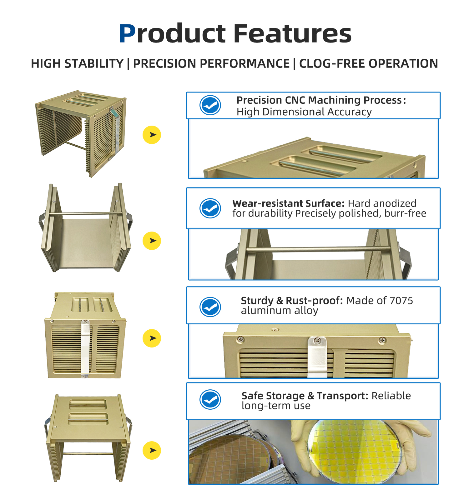 6 Inch 25 Slot Metal Wafer Cassette(4.75mm Slot Pitch)
