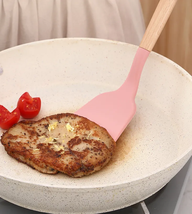 Silicone Kitchen Utensil Set with Beechwood Handles