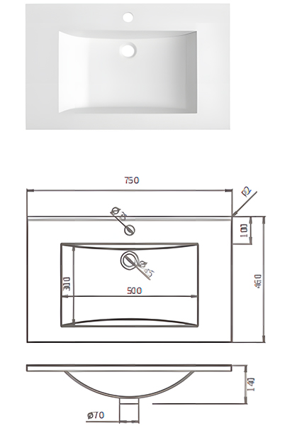 SMC Countertop Wash Basin