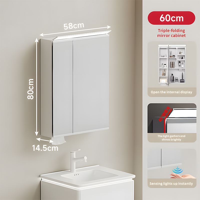 24-inch SMC Anti-Fog Bathroom Mirror Cabinet