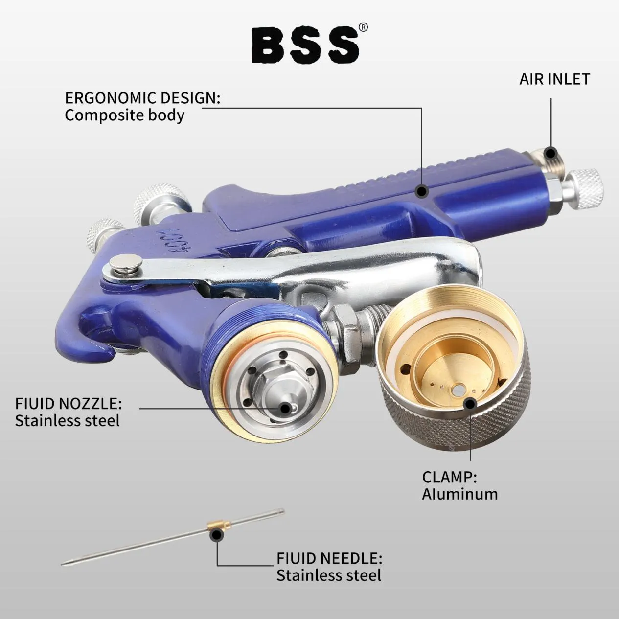 Aluminum Alloy Body Pure Copper Clamp Lightweight Design Spray Gun