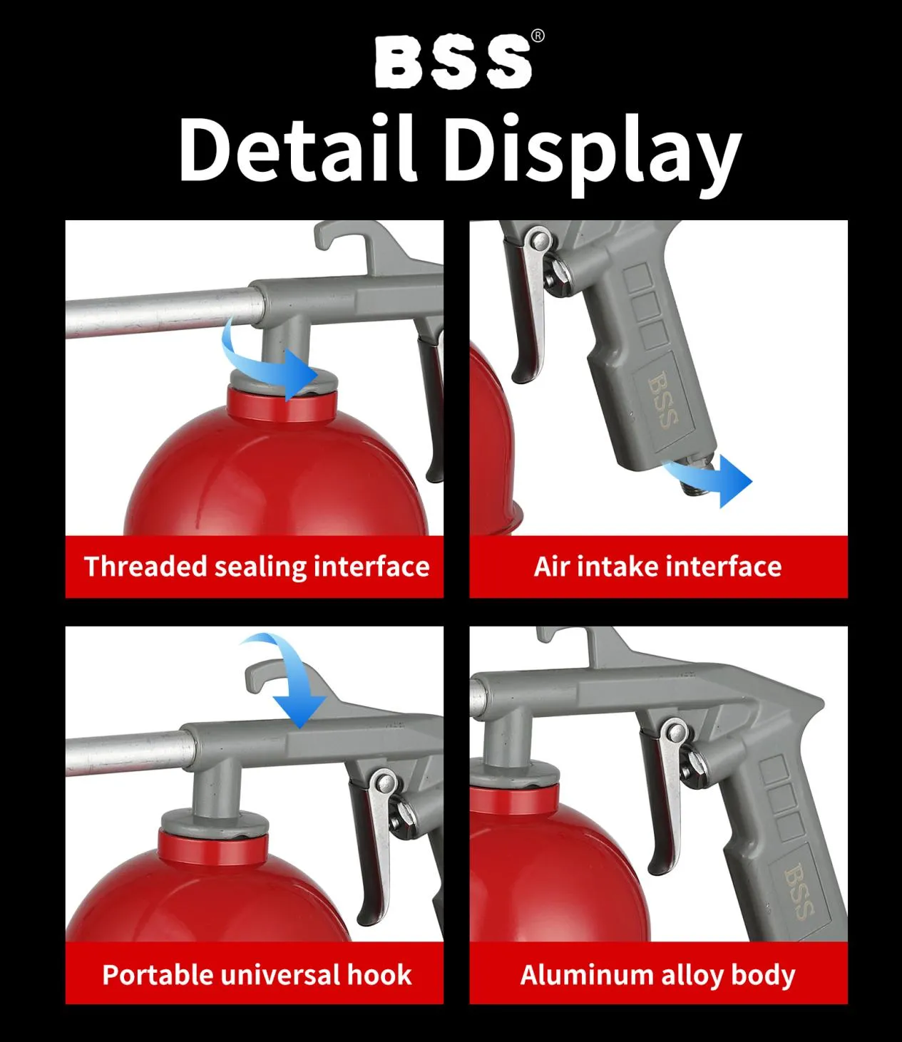 Interchangeable Steel Nozzle Length 235MM High-pressure Cleaning Gun