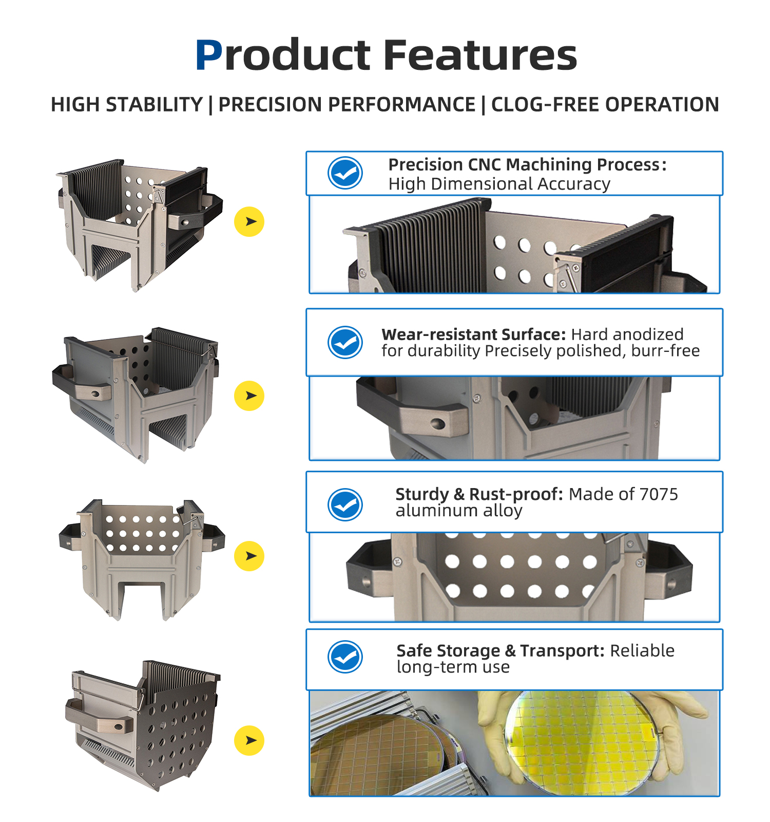 8 inch 25 slot Metal Wafer Cassette(6.35mm Slot Pitch)