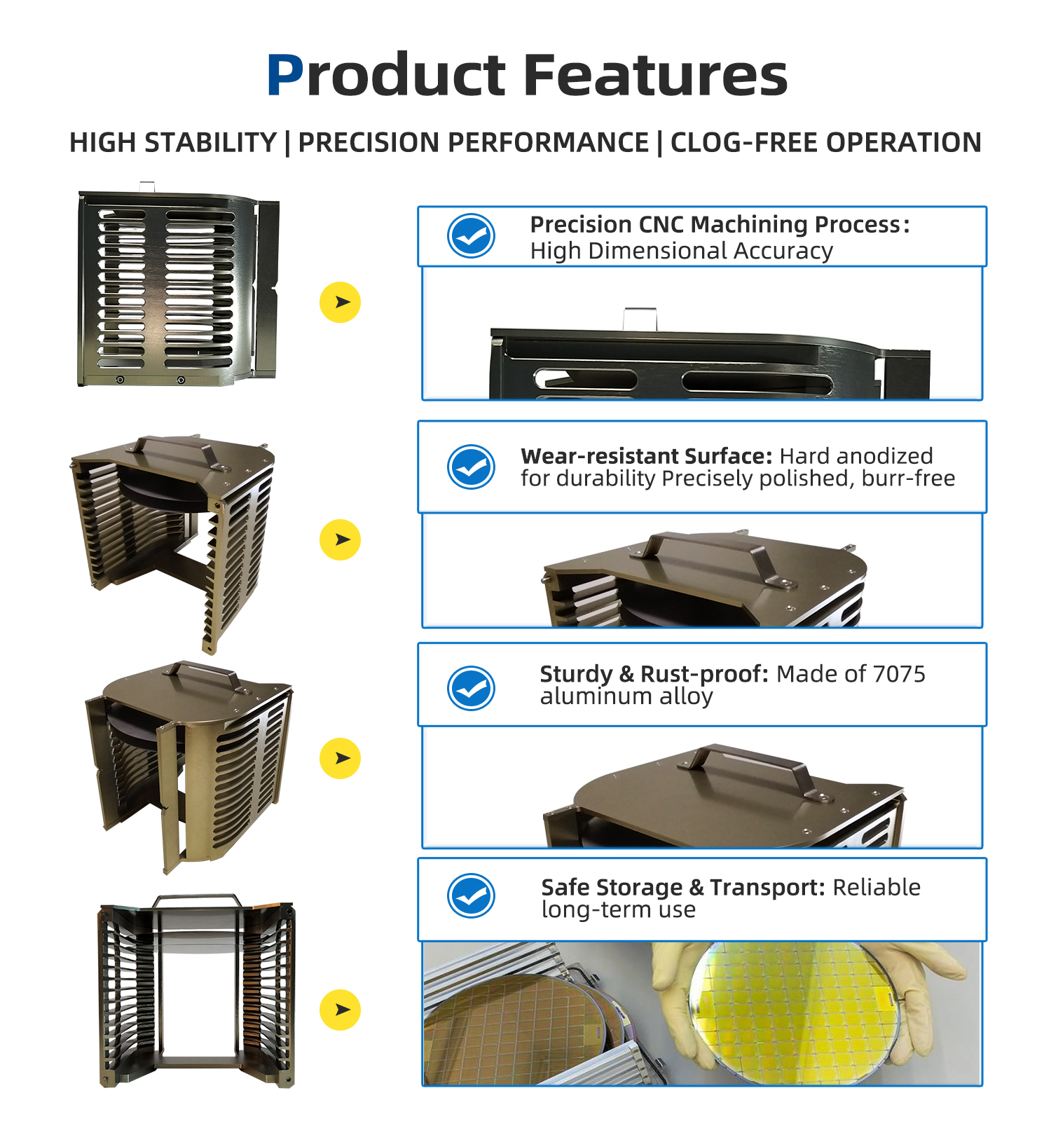 8 inch 25 slot Metal Wafer Cassette(13mm Slot Pitch)
