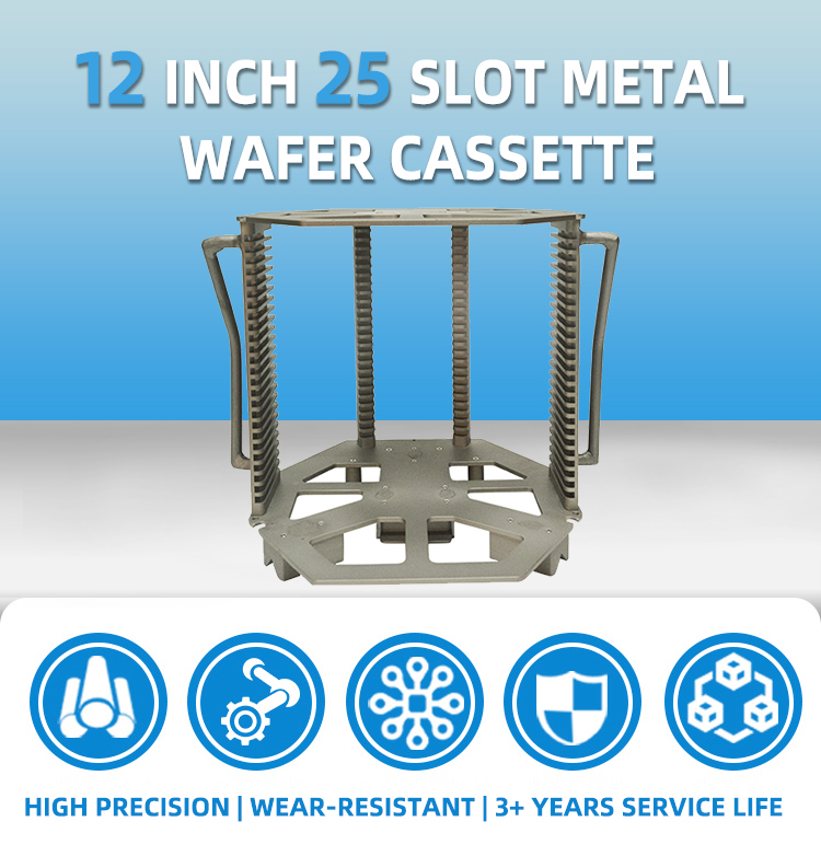 12 inch 25 slot Metal Wafer Cassette (10mm Slot Pitch)