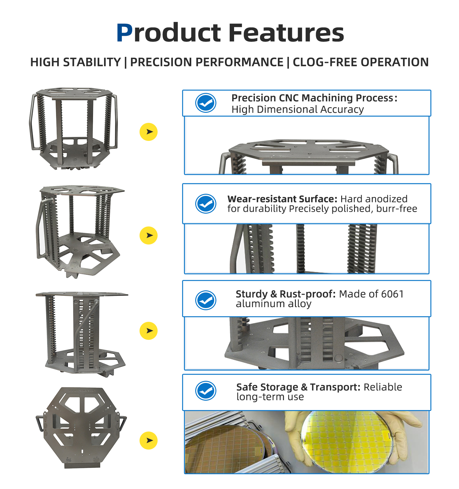 12 inch 25 slot Metal Wafer Cassette (10mm Slot Pitch)