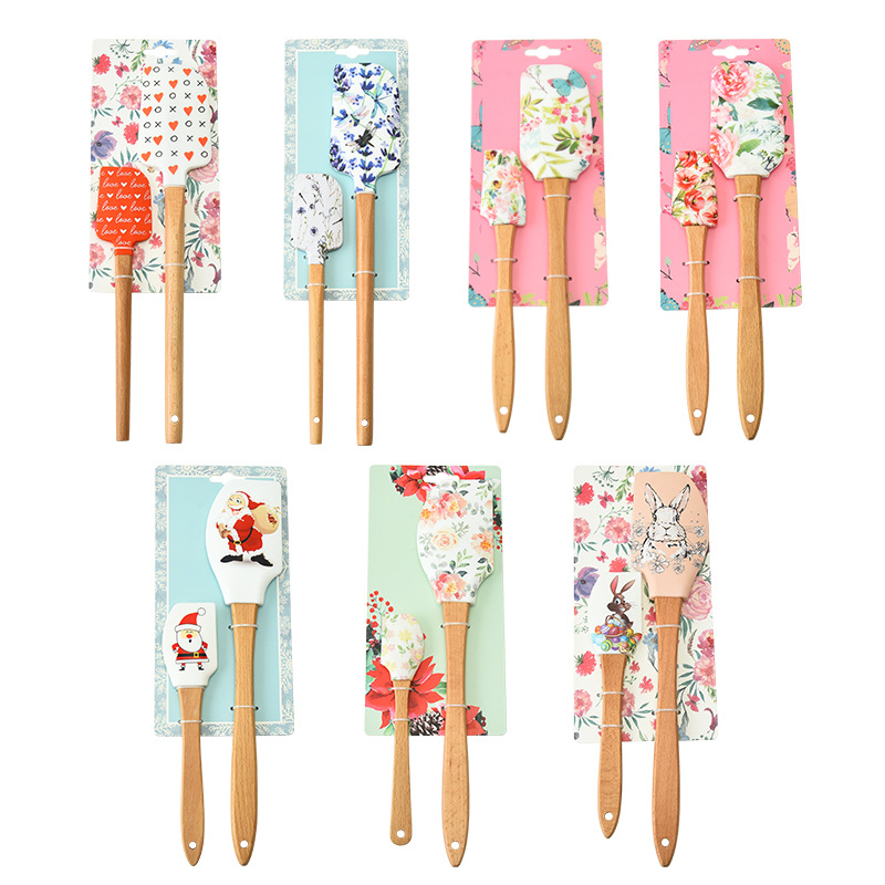 Wooden Handle Silicone Spatula Set