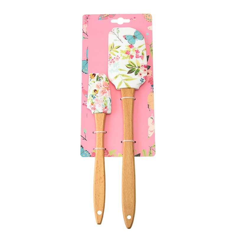 Wooden Handle Silicone Spatula Set