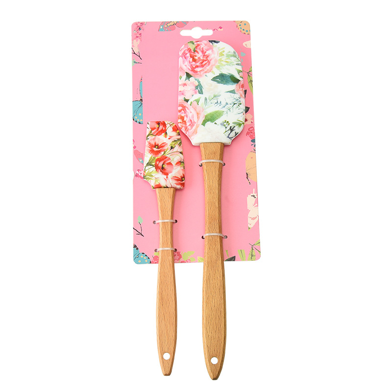  alça de madeira Silicone Spatula Conjunto 