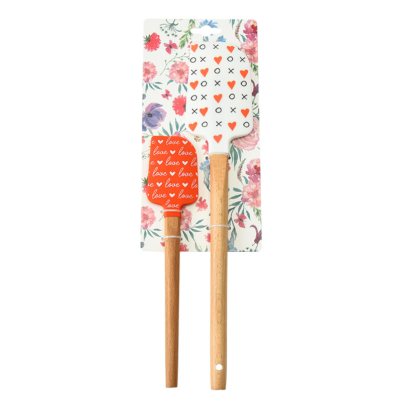  alça de madeira Silicone Spatula Conjunto 