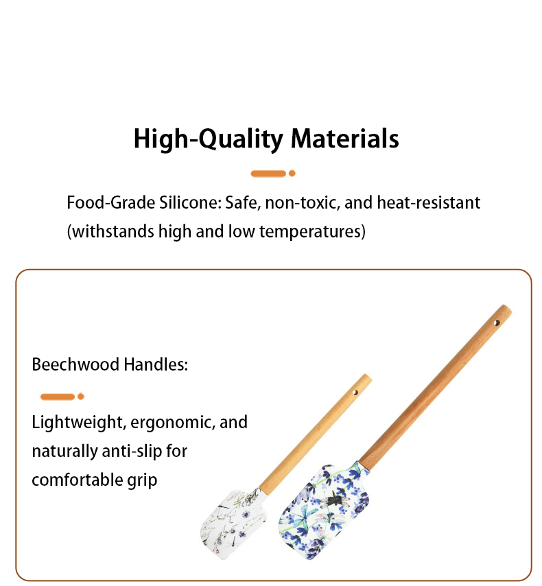  alça de madeira Silicone Spatula Conjunto 