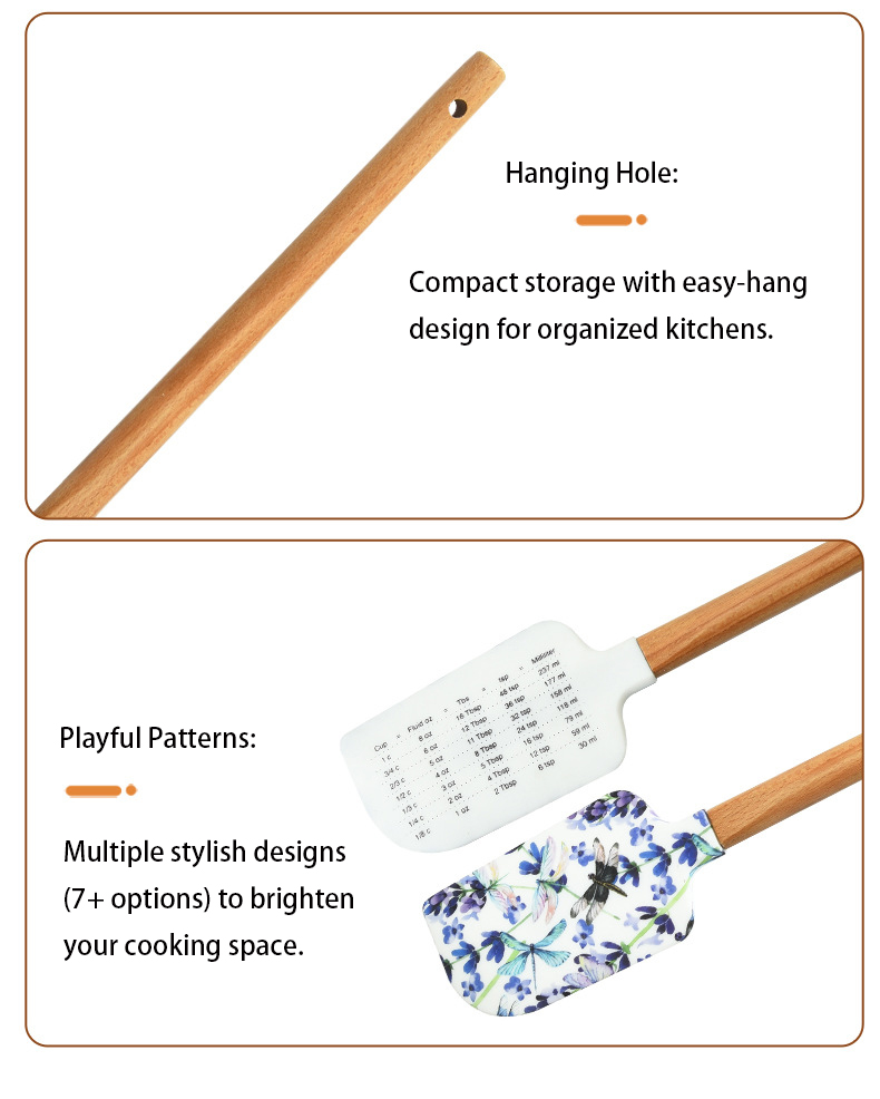  alça de madeira Silicone Spatula Conjunto 
