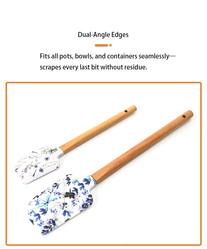 Wooden Handle Silicone Spatula Set