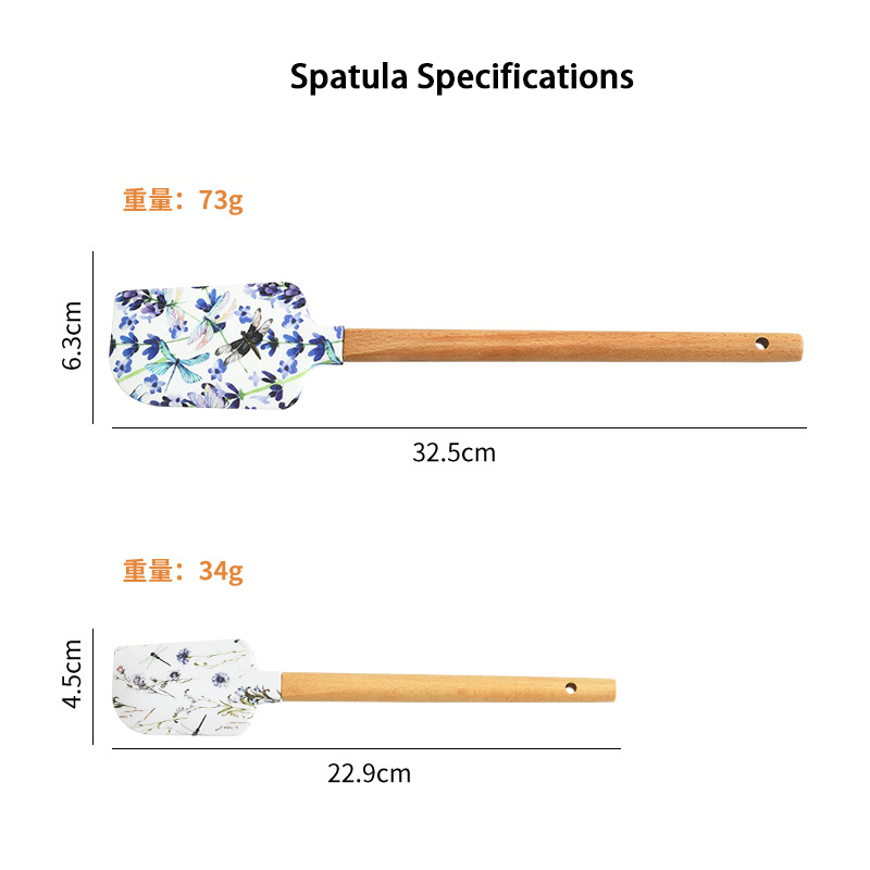  alça de madeira Silicone Spatula Conjunto 