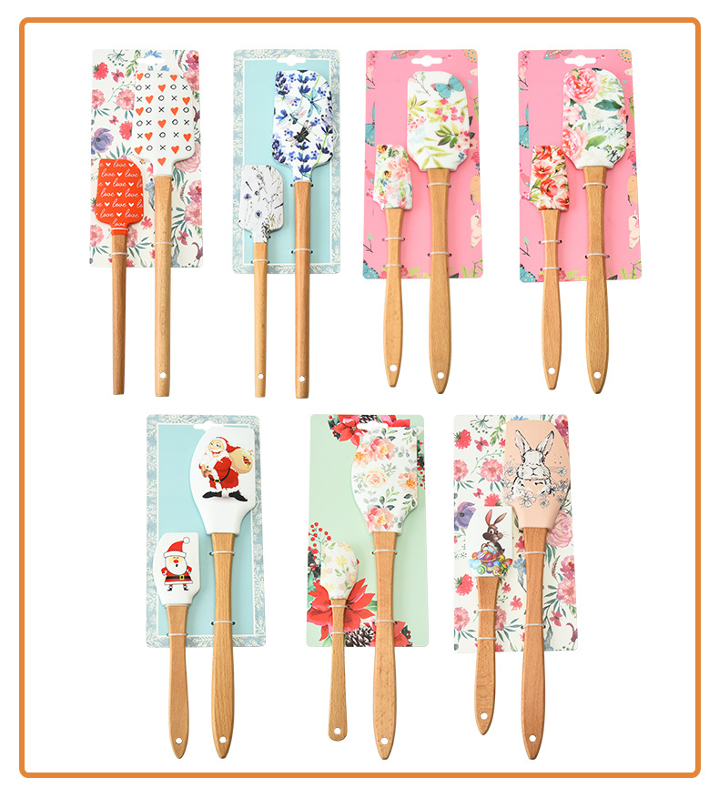  alça de madeira Silicone Spatula Conjunto 
