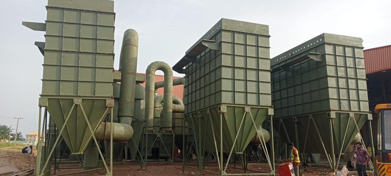 Combination of cyclone dust removal and bag dust removal