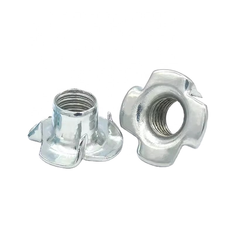 Threaded Four-Prong T-Nut For Machine Assembly