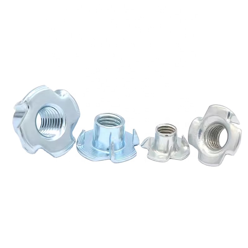 Threaded Four-Prong T-Nut For Machine Assembly