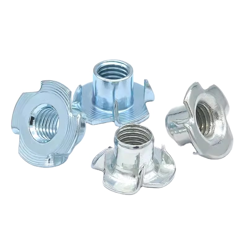 Threaded Four-Prong T-Nut For Machine Assembly