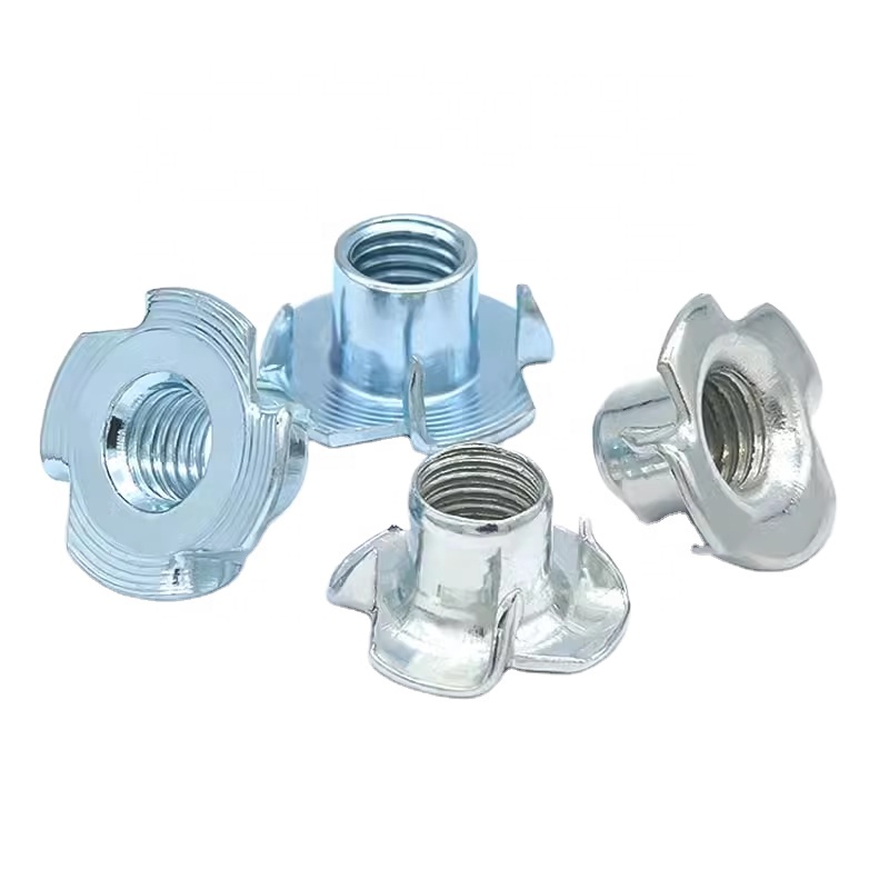 Threaded Four-Prong T-Nut For Machine Assembly
